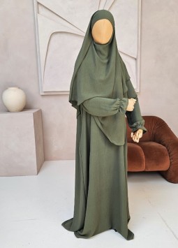 Khimar Set "Safae" Groen - Pofmouwen