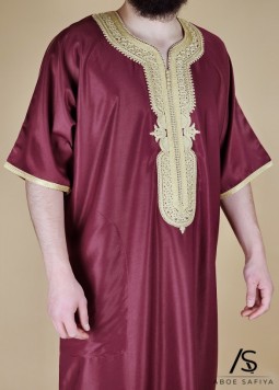 Marokkaanse Kandora "Luxury" Bordeaux/Goud van Rafiq