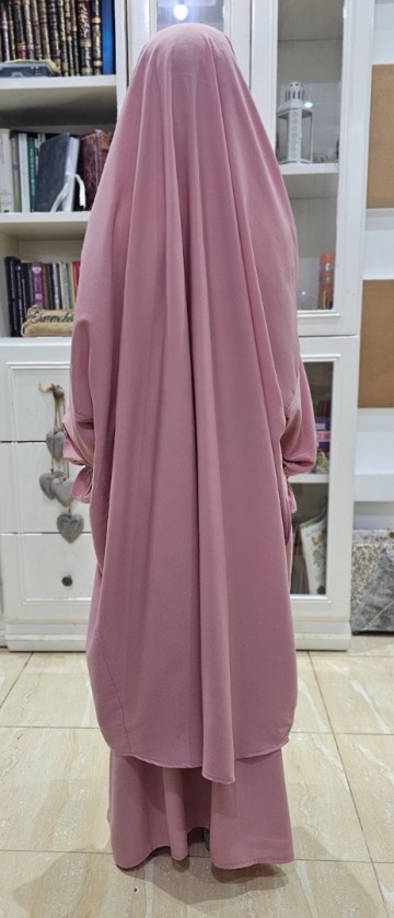2piece jilbab voor meisjes roze 2
