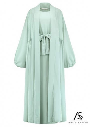 Abaya deluxe aya medina silk mint