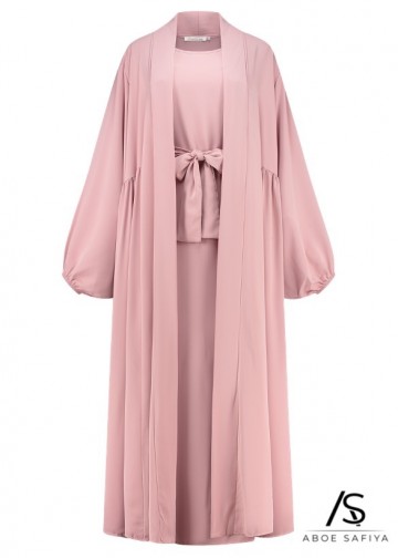 Abaya deluxe aya medina silk roze