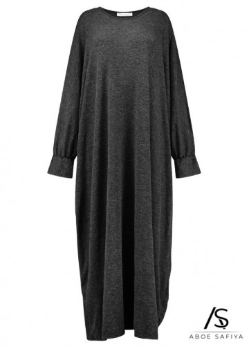 Abaya hajar batwing donkergrijs