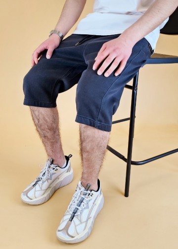 Bermuda jogging jeans donkergrijs 2