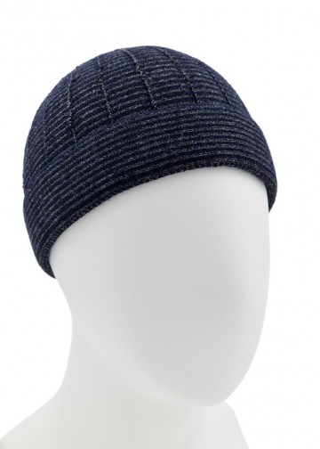 Blauwgrijs gestreepte muts