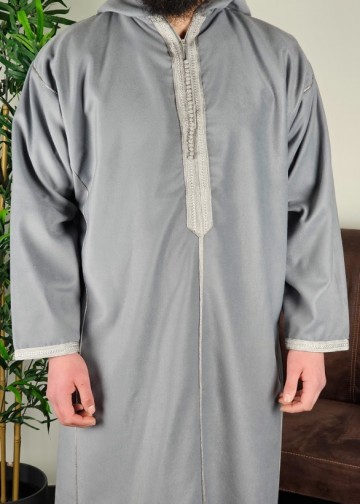 Dikke marokkaanse djellaba casablance grijs   rafiq 4