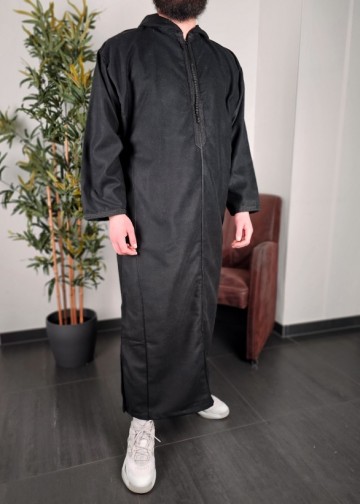 Dikke marokkaanse djellaba casablance zwart  rafiq 2