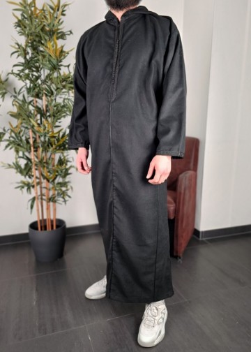 Dikke marokkaanse djellaba casablance zwart  rafiq