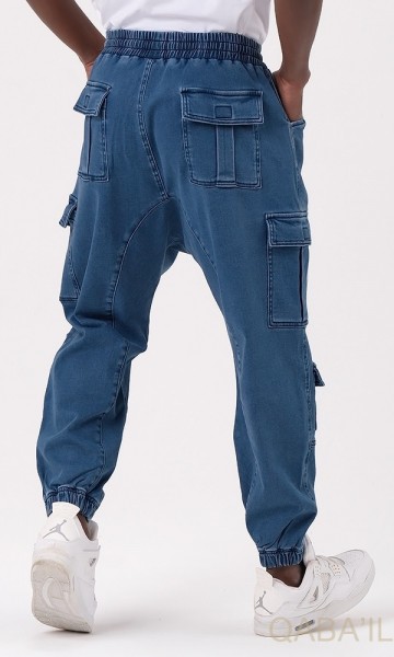 Donkerblauwe cargo jeans vintage van qabail 3