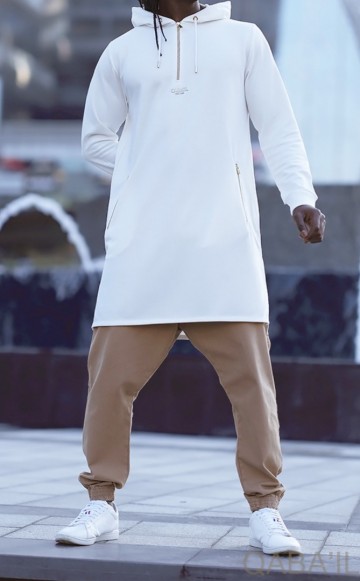 Hoody ecru court van qabail 2