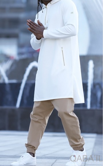 Hoody ecru court van qabail 3