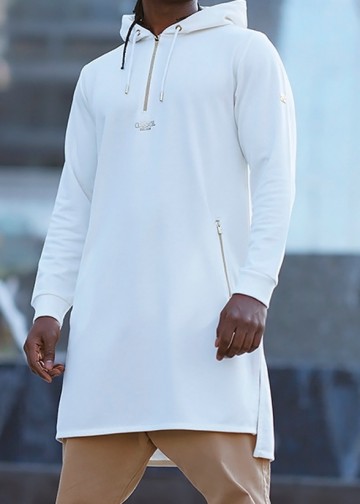Hoody ecru court van qabail nieuw