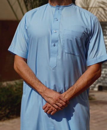 Lichtblauwe Kandora van Katoen - Custom Qamis