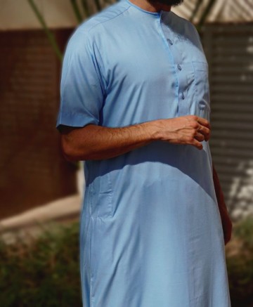 Lichtblauwe Kandora van Katoen - Custom Qamis