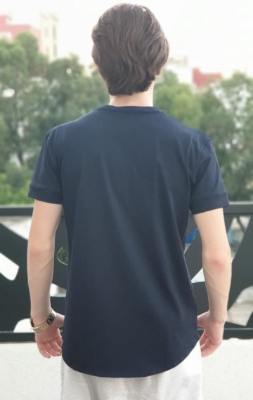 Lang T-shirt van Al-Mirats in Navy