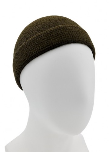 Kaki groene muts van wolmix