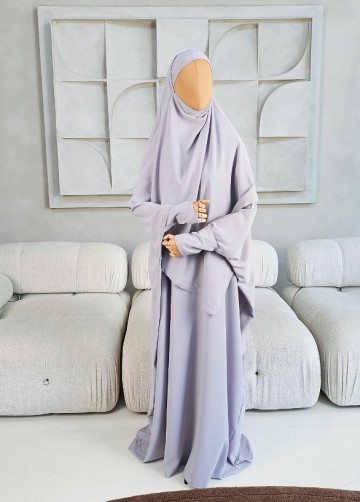 Khimar set dunya medina silk sky grey 2