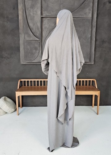 Khimar set farah buttons grijs 4