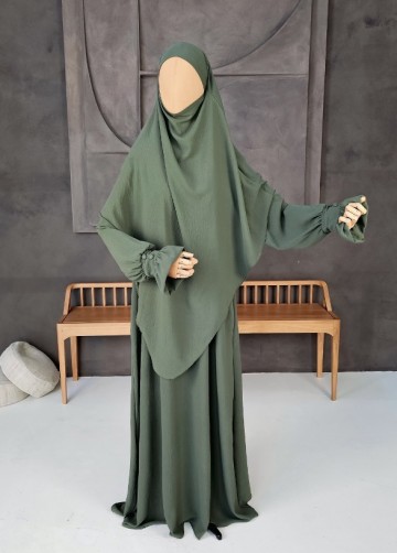 Khimar set farah buttons groen