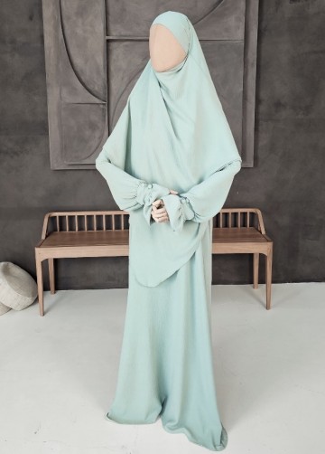 Khimar set farah buttons mint 2