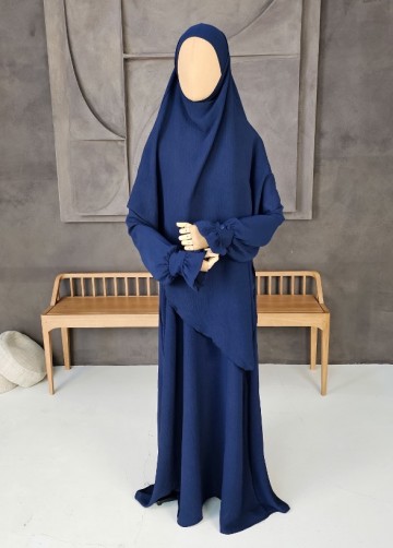 Khimar set farah buttons navy 2