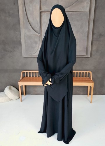 Khimar set farah buttons zwart 2