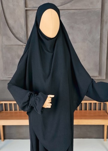 Khimar set farah buttons zwart 3