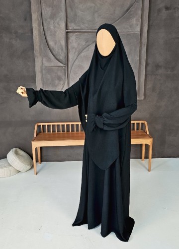 Khimar set farah buttons zwart