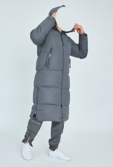 Lange parka winter grijs van frilivin 3