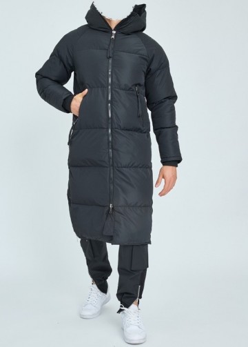 Lange parka winter zwart van frilivin