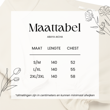 Maattabel abaya aicha 2