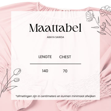 Maattabel abaya sawda 2