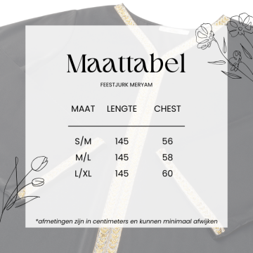 Maattabel feestjurk meryam