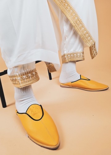 Marokkaanse babouche geelzwart