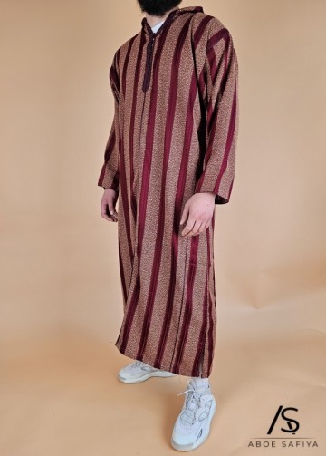 Marokkaanse djellaba marrakesh bordeauxmosterd van rafiq 2
