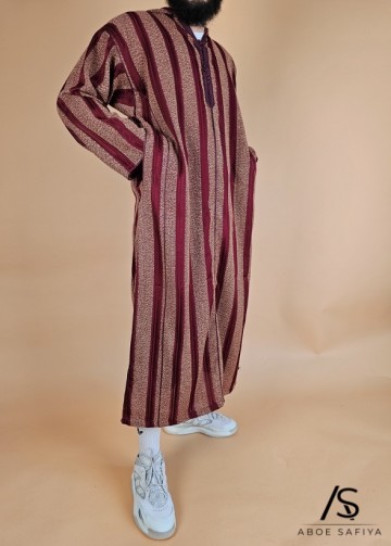 Marokkaanse djellaba marrakesh bordeauxmosterd van rafiq 3