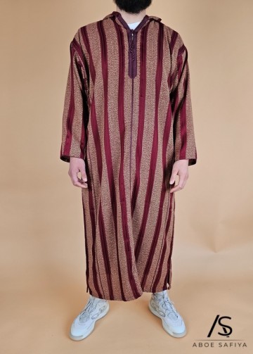 Marokkaanse djellaba marrakesh bordeauxmosterd van rafiq
