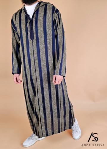 Marokkaanse djellaba marrakesh navy mosterd van rafiq 2