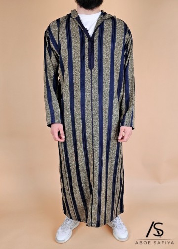 Marokkaanse djellaba marrakesh navy mosterd van rafiq 3