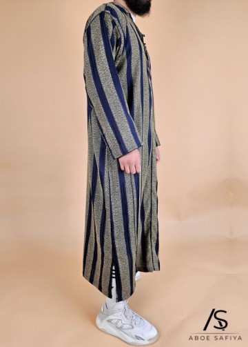 Marokkaanse djellaba marrakesh navy mosterd van rafiq