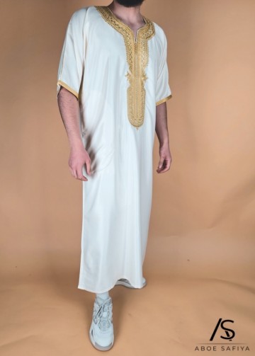 Marokkaanse kandora luxury off whitegoud 4