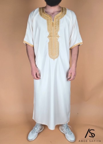 Marokkaanse kandora luxury off whitegoud