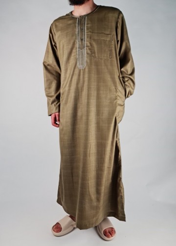Marokkaanse qamis checker olive van zein