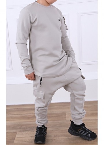 Lichtgrijs Trainingspak Sniper voor Kids van Qaba'il (3-8 jaar)