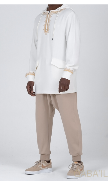 Sweater etniz oversized wit van qabail 2