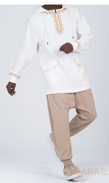 Sweater etniz oversized wit van qabail 3