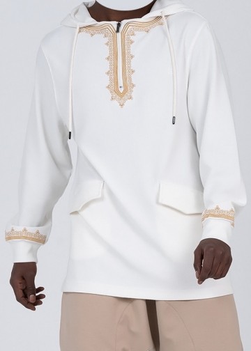 Sweater etniz oversized wit van qabail