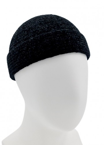 Zwarte velvet beanie
